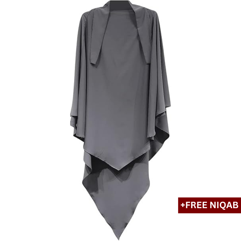 Single Layer Khimar with Free Niqab - Design Code: SLK-0033