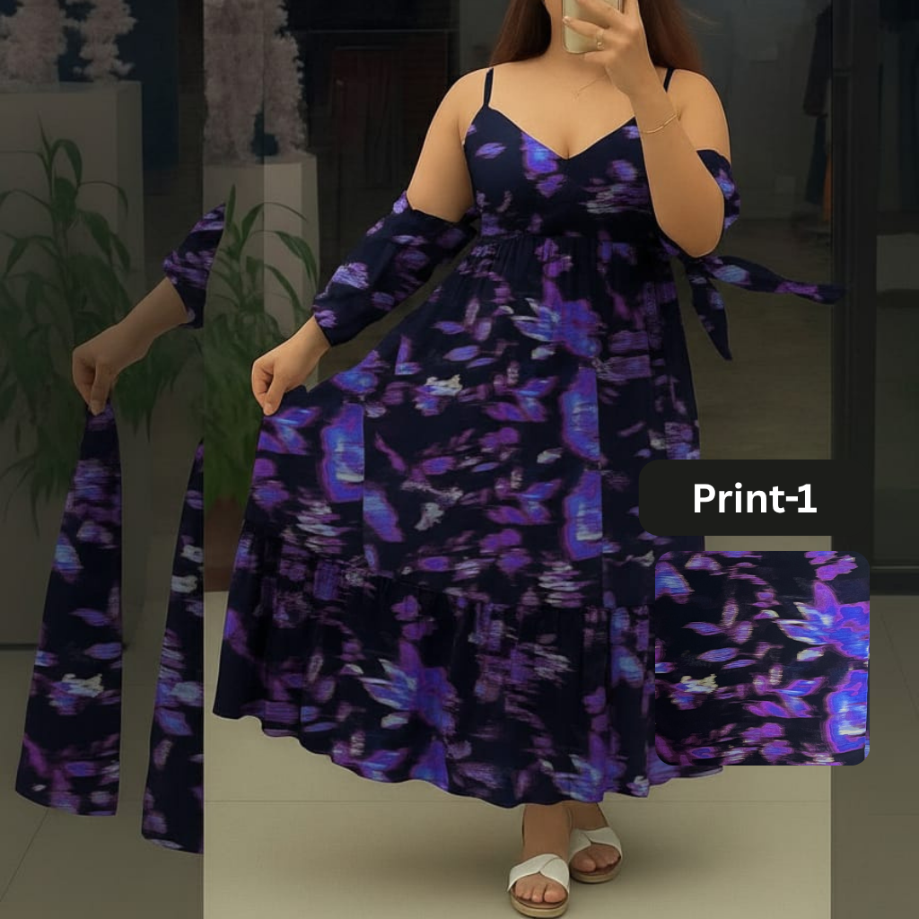Chiffon Long Floral Printed Frog | Swag Edition (FL-PF001-Print-1)