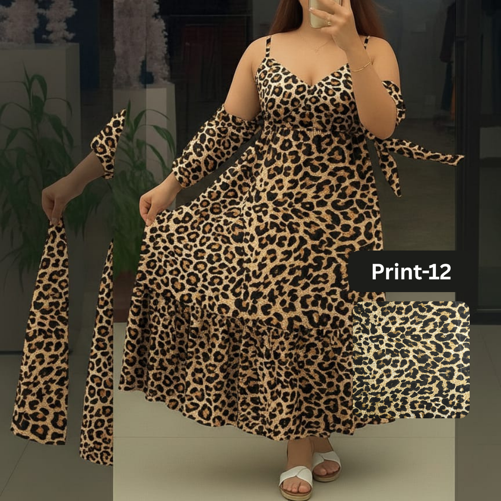 Chiffon Long Floral Printed Frog | Swag Edition (FL-PF001-Print-12)