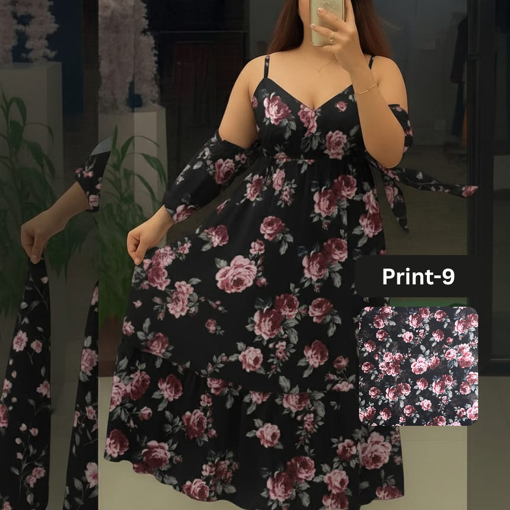 Chiffon Long Floral Printed Frog | Swag Edition (FL-PF001-Print-9)