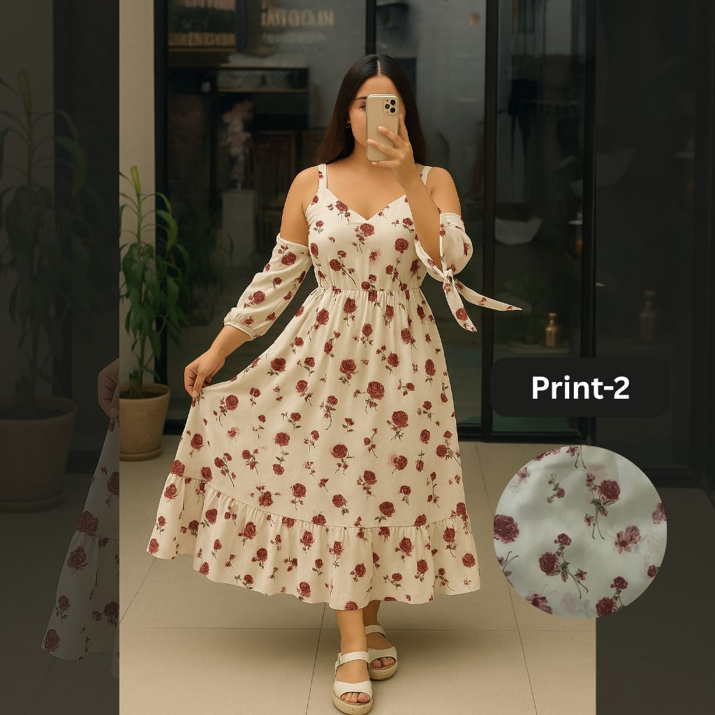 Chiffon Long Floral Printed Frog | Swag Edition (FL-PF001-Print-2)