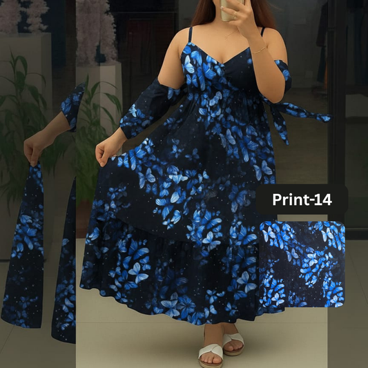 Chiffon Long Floral Printed Frog | Swag Edition (FL-PF001-Print-14)