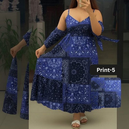 Chiffon Long Floral Printed Frog | Swag Edition (FL-PF001-Print-5)