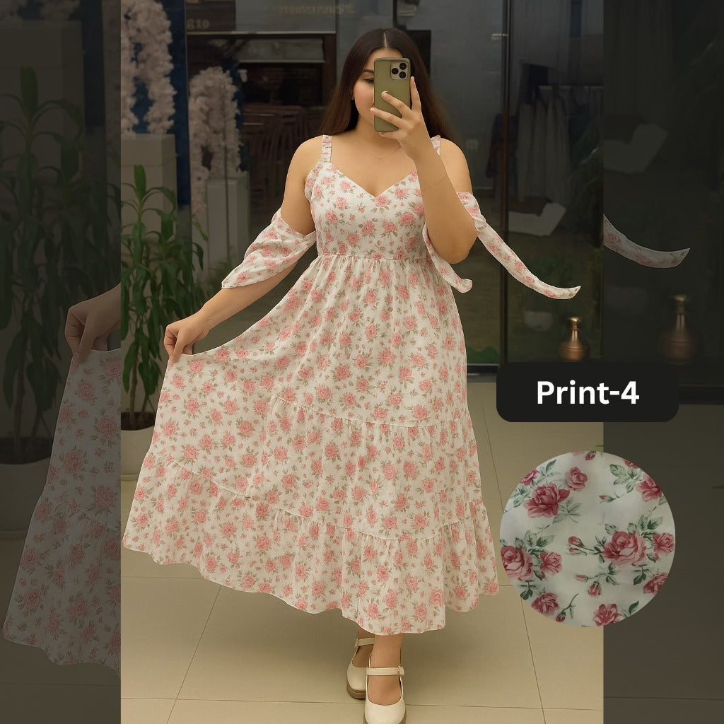 Chiffon Long Floral Printed Frog | Swag Edition (FL-PF001-Print-4)