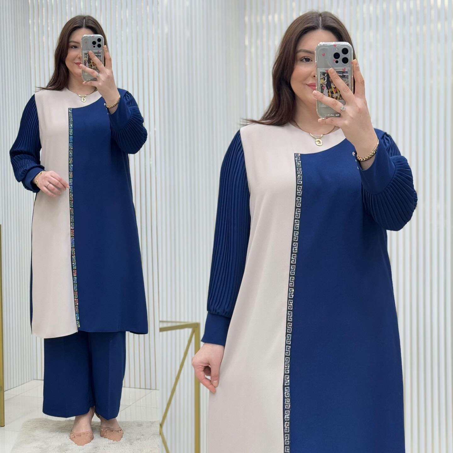 Contrast 2-Piece Suit with Pleated Sleeve | Swag Edition (FL-KS001)