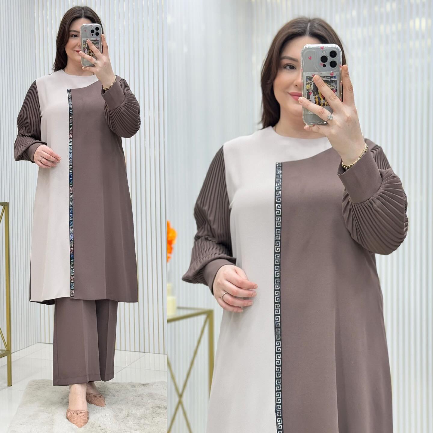 Contrast 2-Piece Suit with Pleated Sleeve | Swag Edition (FL-KS001)