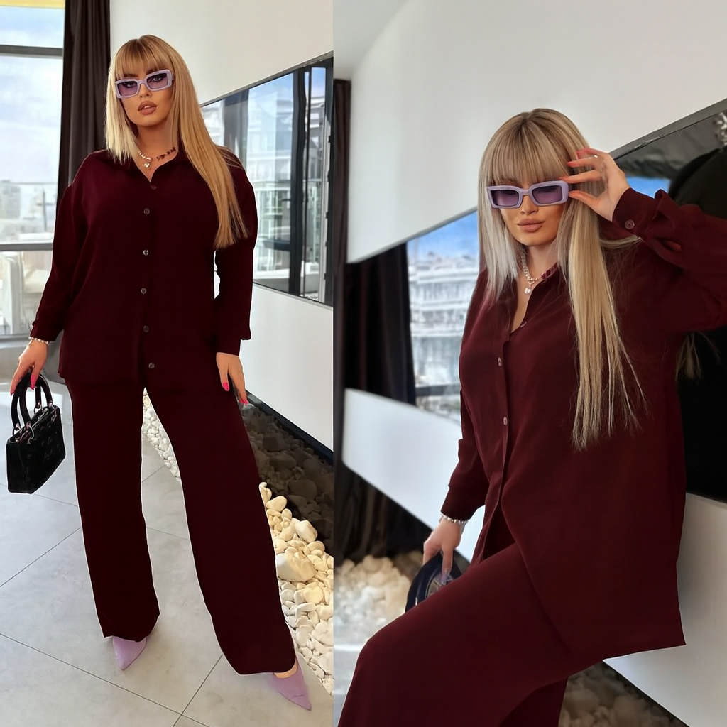 Women’s Co-Ord Set - Stylish Long Shirt & Trouser Two Piece Outfit (FL-WE001)