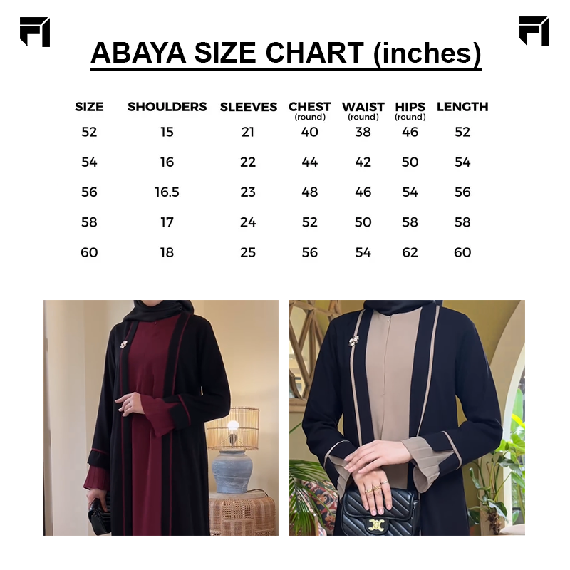Shrug Style Long Abaya with Inner Layer (Maroon Color)
